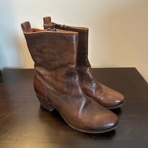 Frye Brown Leather Ankle Boots